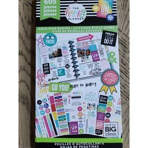 The Happy Planner Sticker Books New NWT Gold Star Quotes 605 Stickers Planner